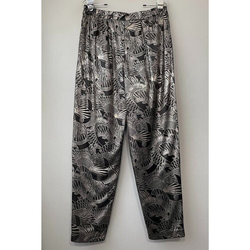 Joyce Pants Size 10 Black Gold Shiny Party Glam Pull on Metallic Harem Club Rave